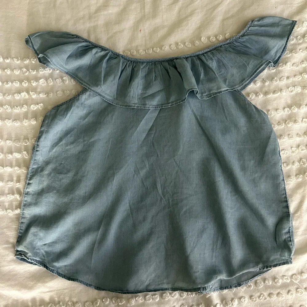 LOFT Light Blue Ruffle Blouse - Picture 4 of 4